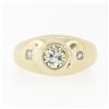 Image 4 : Men's Vintage 14K Gold 0.62 ctw 3 Stone Diamond Domed Polished Wedding Band Ring