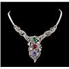 11.56 ctw Ruby, Sapphire, Emerald and Diamond Necklace - 14KT White Gold
