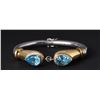 Sterling Silver, 14K Yellow Gold & Blue Topaz Split Bracelet