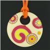 Image 3 : Roberto Coin 18k Gold Yellow Pink Enamel Diamond Pendant w/ Orange Cord Necklace