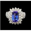 Image 2 : 14KT White Gold 3.06 ctw Tanzanite and Diamond Ring