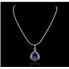 Image 2 : 14KT White Gold 11.31 ctw GIA Certified Tanzanite and Diamond Pendant With Chain