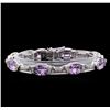 Image 1 : Crayola 17.00 ctw Pink Amethyst and White Sapphire Bracelet - .925 Silver