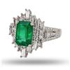 Image 2 : 1.97 ctw Emerald and 1.19 ctw Diamond Platinum Ring