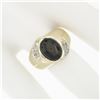 Image 3 : Men's Vintage 14K Gold Oval Cabochon Brown Star Sapphire & Diamond Cocktail Ring