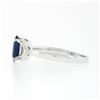 Image 8 : 18K White Gold 2.21 ctw GIA Oval Sapphire & Trillion Diamond 3 Three Stone Ring
