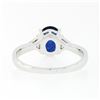 Image 9 : 18K White Gold 2.21 ctw GIA Oval Sapphire & Trillion Diamond 3 Three Stone Ring