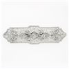 Image 1 : Antique Art Deco 14k White Gold 0.35 ctw Diamond Open Filigree Wide Bar Pin Broo