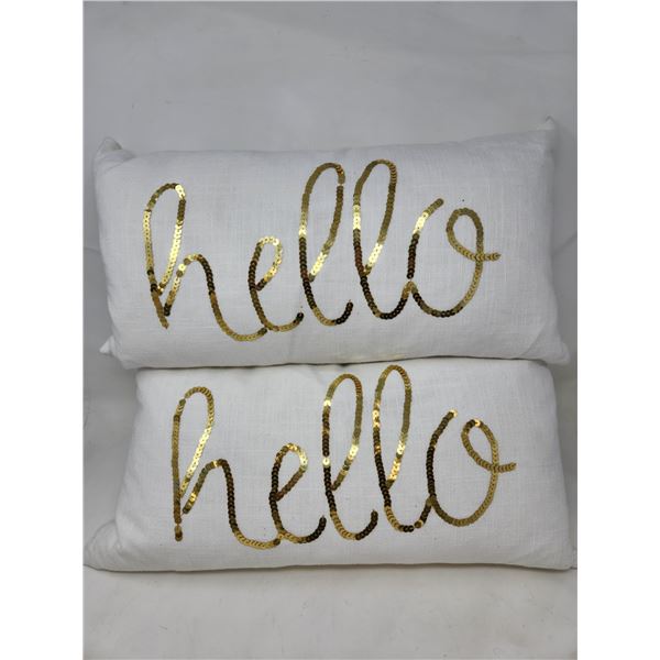 2 Down Filled Hello Pillows, 10x20" (Pillow Case Zips off for Washing)