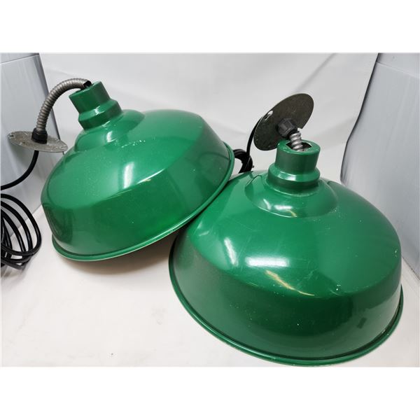 Pair of Aluminum Green Gas Station/Garage/Outdoor Lights 16" Diameter