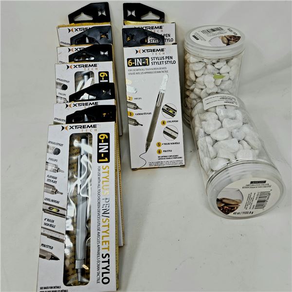 Xtreme Tech Stylus Pen x 7, 2 Decorative Rocks
