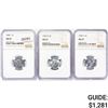 Image 1 : 1943 [D,S] Set of 3 Wheat Cent NGC MS67