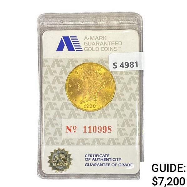1900 $20 Gold Double Eagle AGG