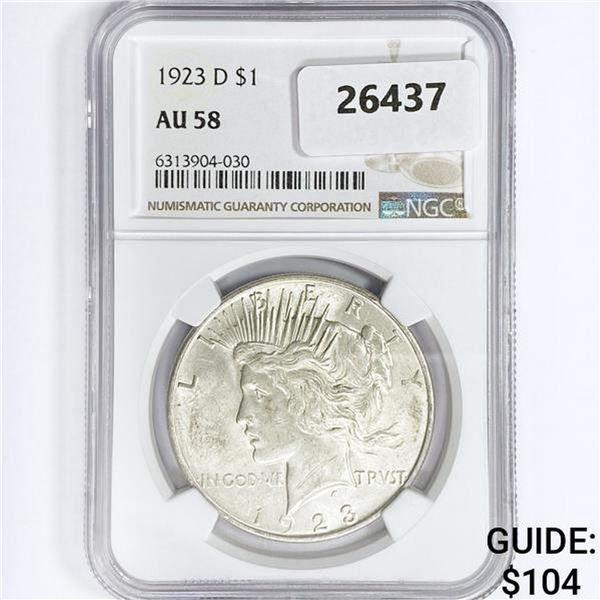 1923-D Silver Peace Dollar NGC AU58
