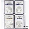 Image 1 : 2007-2009 Set [4] Silver Eagle NGC MS69