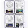 Image 2 : 2007-2009 Set [4] Silver Eagle NGC MS69