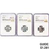 Image 1 : 1943 [D,S] Set of 3 Wheat Cent NGC MS67