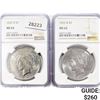 Image 1 : 1922-D Set [2] Silver Peace Dollar NGC MS62