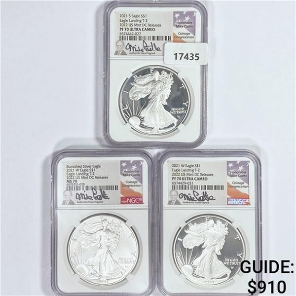 2021 Set [3] A.S.E. Castle Signed NGC PF, MS