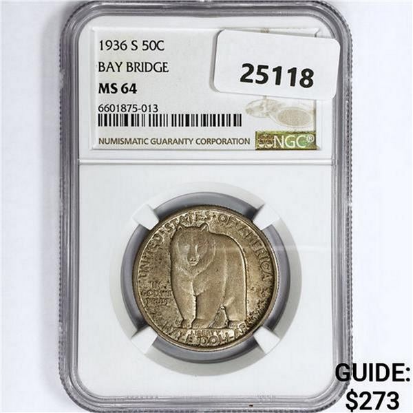 1936-S Bay Bridge Half Dollar NGC MS64