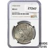Image 1 : 1923-D Silver Peace Dollar NGC MS61