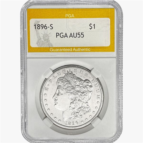1896-S Morgan Silver Dollar PGA AU55