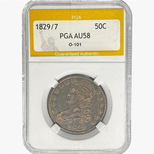 1829/7 Capped Bust Half Dollar PGA AU58 O-101