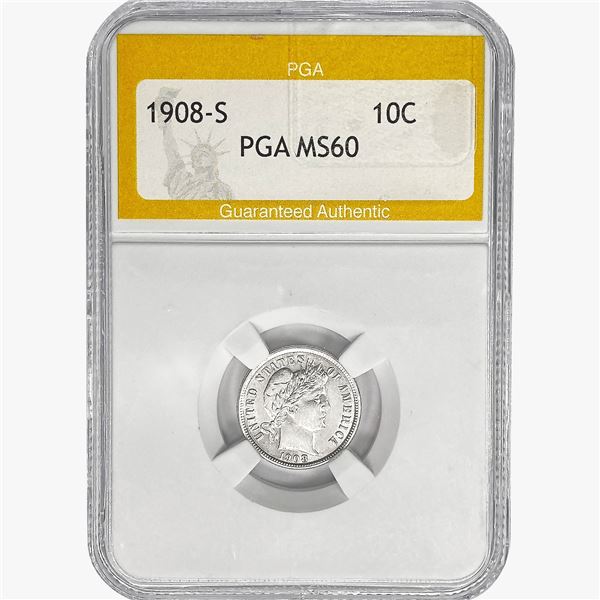 1908-S Barber Dime PGA MS60