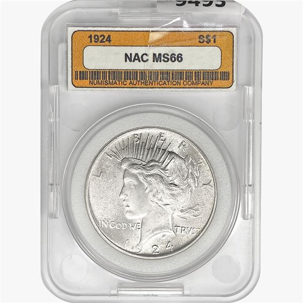 1924 Silver Peace Dollar NAC MS66
