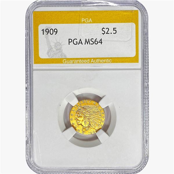 1909 $2.50 Gold Quarter Eagle PGA MS64