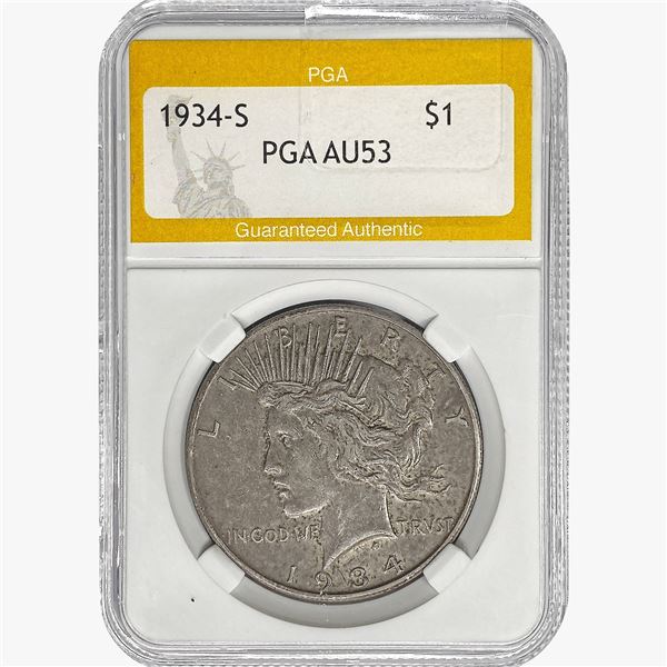 1934-S Silver Peace Dollar PGA AU53