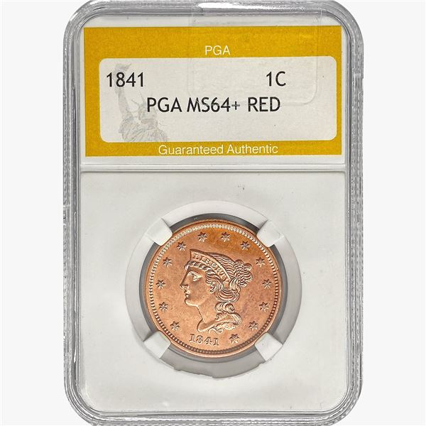 1841 Braided Hair Large Cent PGA MS64+ RED