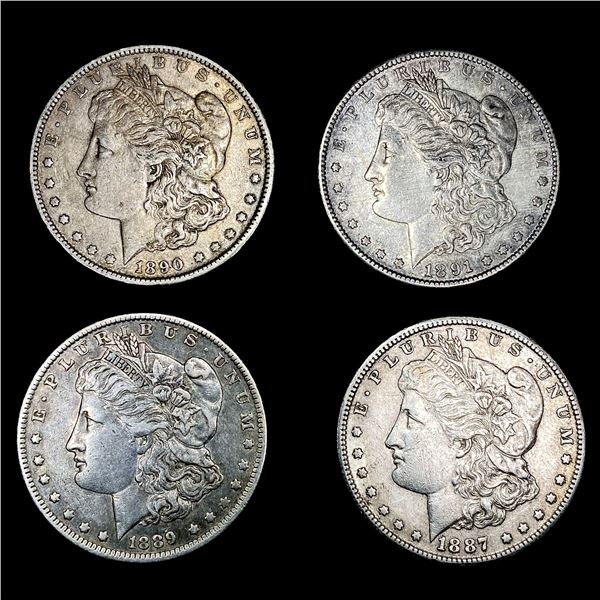 [4] Morgan Silver Dollars [1887-S, 1889-O, 1890-S,