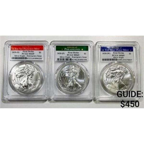 2020-P/S/W 3 Coin American Silver Eagle Set PCGS