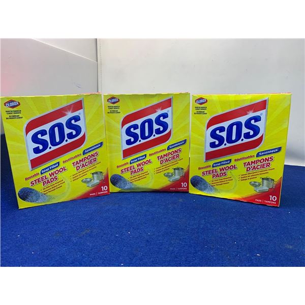 SOS Reusable Soap Filled Steel Wool Pads (3 x 10)