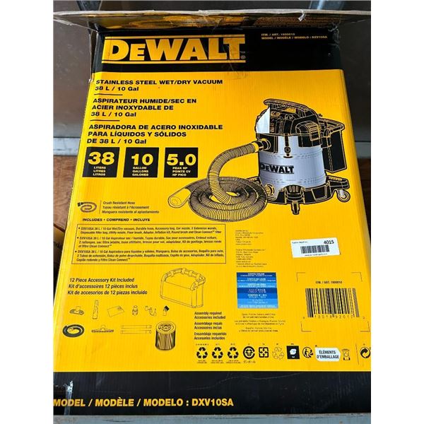 DeWalt Stainless Steel Wet/Dry Vacuum 38L