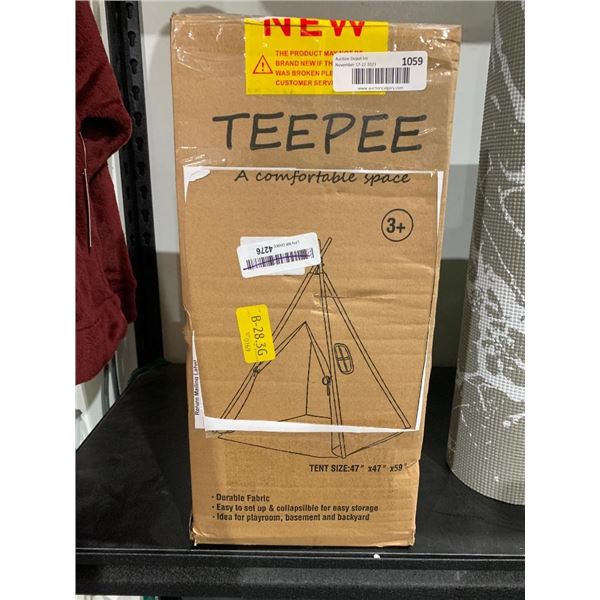 Durable Fabric TeePee Tent Size 47" x 47" x 59"