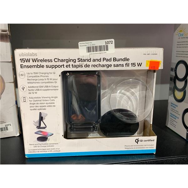 Ubiolabs 15W Wireless Charging Stand and Pad Bundle