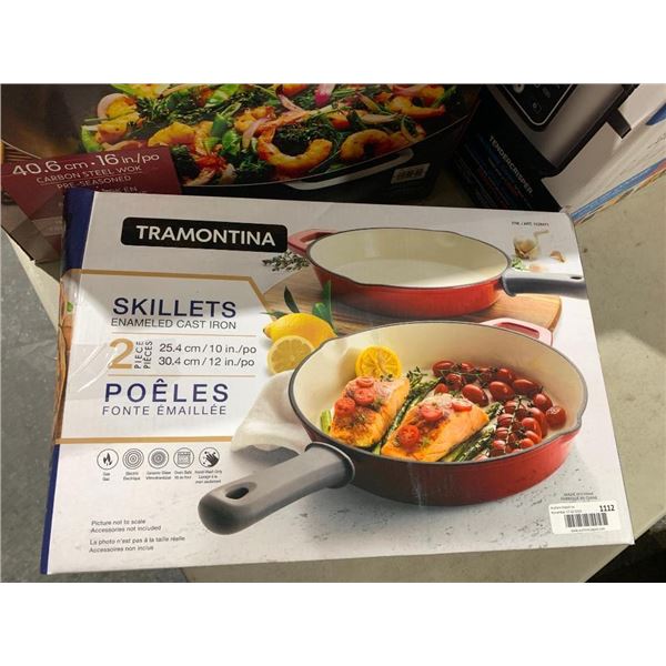 Tramontina Skillets Enameled Cast Iron 2 Pc Set 10" & 12"