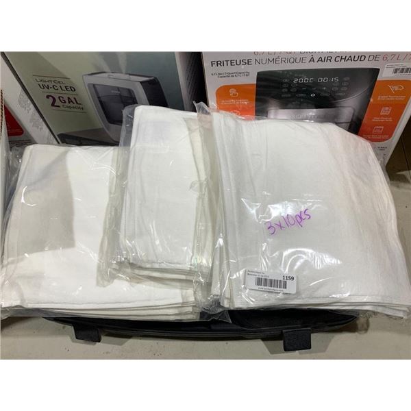 Lot of 3 - 10Packs White Hotel Washcloths