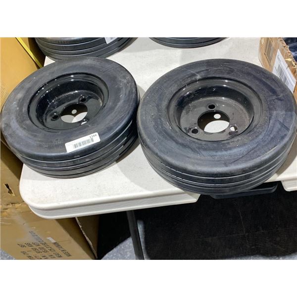 Lot of 2 Solid Rubber Wheels 12" with 2 1/2" Center Opening 3 Bolt