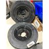 Image 3 : Lot of 2 Solid Rubber Wheels 12" with 2 1/2" Center Opening 3 Bolt