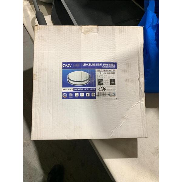 LED Ceiling Light Two Rings Matte Black 12"D x 3 7/8"H