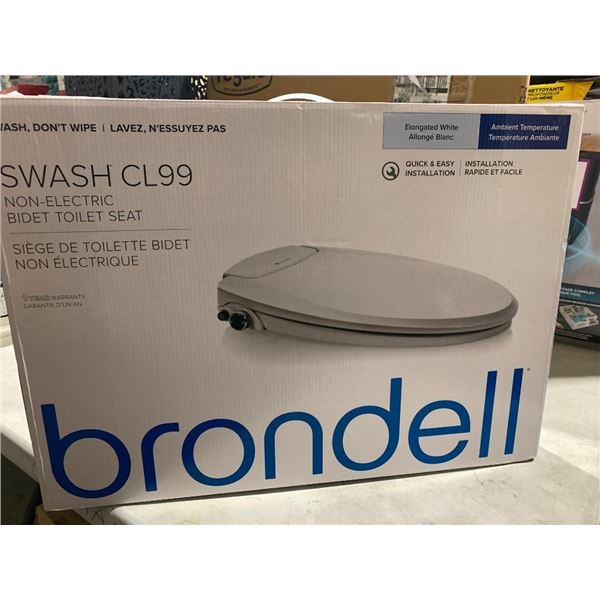 Brondell SWASH CL99 Non-Electric Bidet Toilet Seat Elongated White
