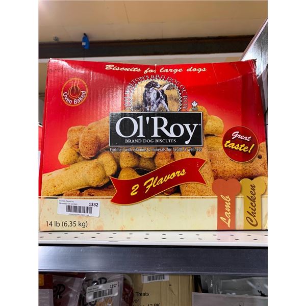 Ol'Roy oven baked dog biscuits, lamb and chicken flavour. 14lb