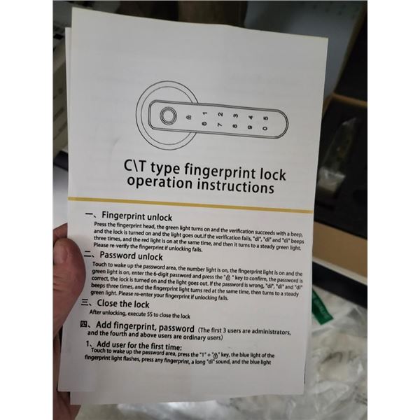 C/T Type Fingerprint Lock Matte Black