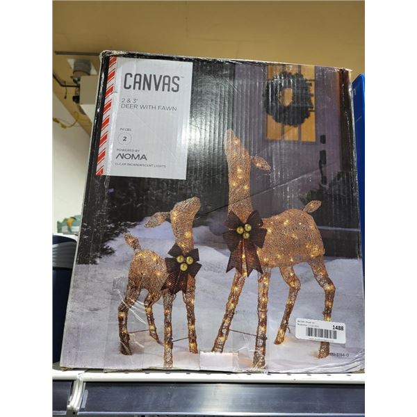 Canvas 2'&3' Deer with Fawn Lighted