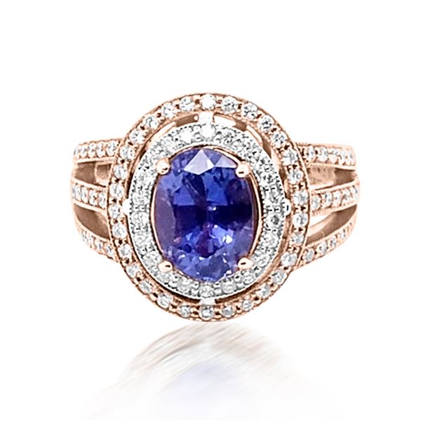 2.59ct Natural Ceylon Blue Sapphire 14K Rose Gold Ring