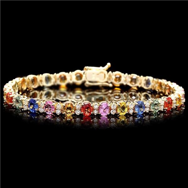 14k Gold 12ct Sapphire 1.80ct Diamond Bracelet