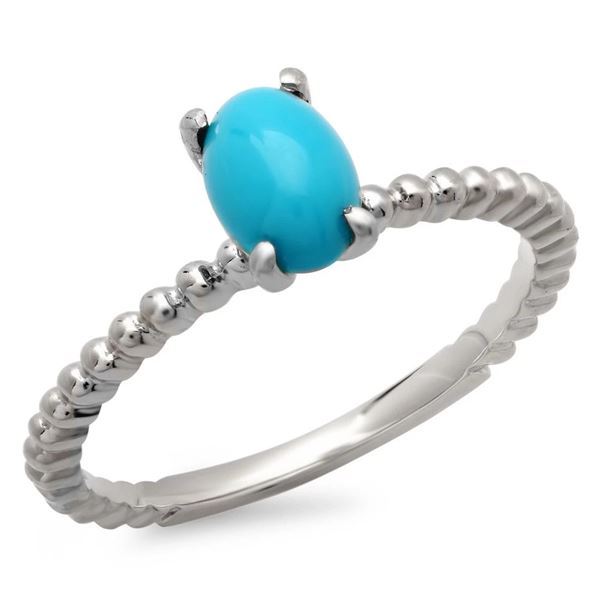 1.37ct Turquoise 14 K White  Gold Ring